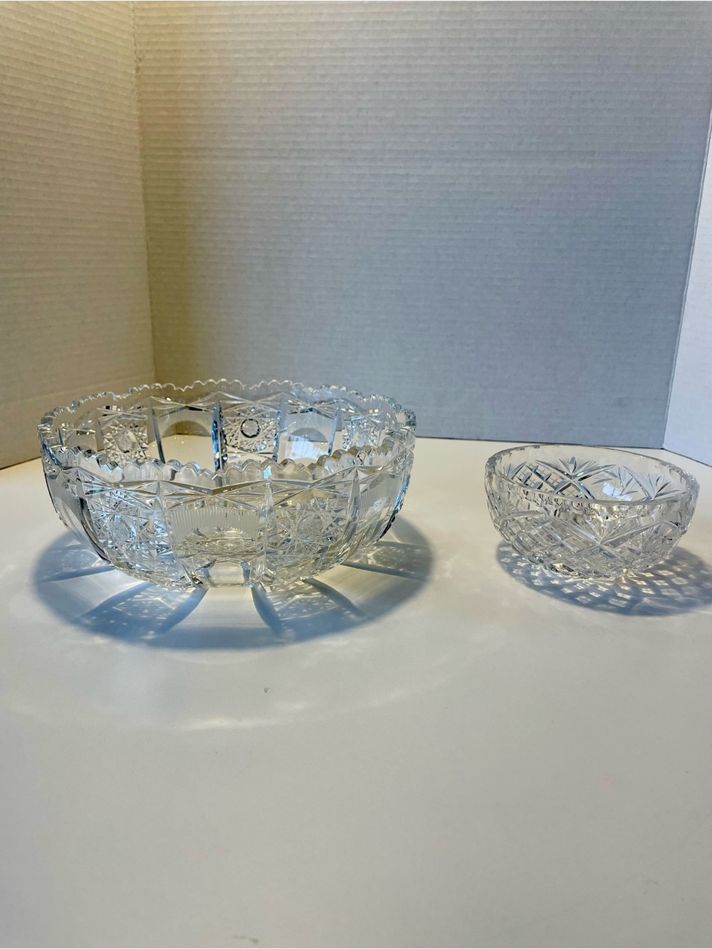 2-Piece Heavy Lead Cut Crystal Bowls - 1970s Vintage Tableware MCM Regency